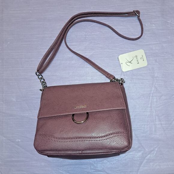 Koltov Gigi Crossbody Bag Purse with Chain Strap Detail Dark Rose or Mauve - Picture 8 of 12
